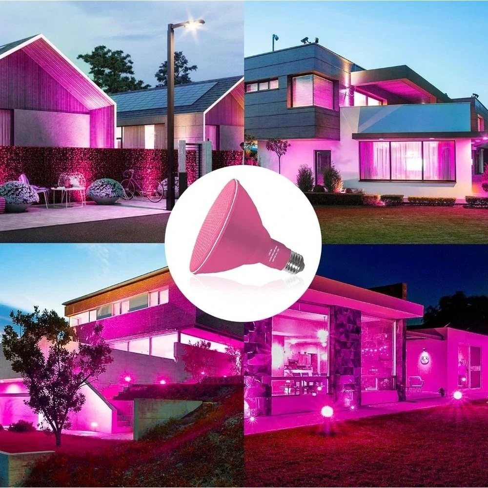 Pink‎ Flood Light PAR38 LED 4 Pack Dimmable E26 20W Christmas Halloween